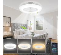 SWANEW Ventilatore da Soffitto con luce 80W, 55CM LED Dimmable Fan Light con Telecomando e APP, 6 Velocità, 3000-6500K, Modalità Estate e Inverno