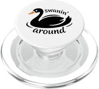 Swanin Intorno Swan Wordplay Art Clean Sfondo Nero PopSockets PopGrip per MagSafe