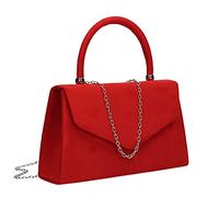 SwankySwans - Pochette da donna Kendall in pelle scamosciata, borsa envelope, per feste e balli, Rosso, Taglia unica