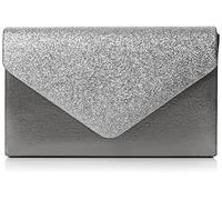SwankySwans Womens Kelly glitter busta pochette partito Prom borsa frizione, argento (Silver (Silver)), Taglia unica