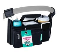 Swanoo - Borsa organizer per passeggino con portabicchieri, cinghie antiscivolo, tasca per telefono, accessori per animali, universale per Uppababby Vista v2 Wonderfold Wagon, Doona e altri.