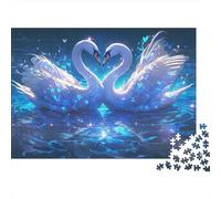 Swans in Love Jigsaw Puzzle Impossible 1000Pcs Animal Decorazione Per La Casa. Rilassamento E Intelligence Per Adulti E Bambini Da 12 Anni 38x26cm/1000pcs