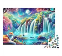 Swans in Paradise Christmas Puzzle da 1000 Pezzi per Adulti Cascata Magica nella Foresta Incantata di Notte Premium Spesso Robusto Vibrante Sfidante Regalo 52x38cm/1000pcs