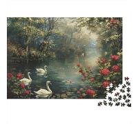 Swans in Rose Garden Puzzle Impossible 1000 Pezzi Interesting Decorazione Per La Casa. Giochi Rilassamento E Intelligence Per Adulti E Bambini Da 12 Anni 52x38cm/1000pcs