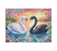 Swans Under Cherry Blossoms at Dusk Puzzle 500 Pezzi Collezione Multicolore Paesaggi Classici Rompicapo Per Amanti Del Puzzle Adulti Regalo Festa Aziendale 500 PCS