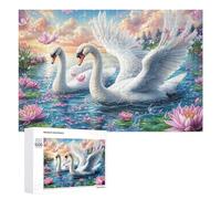 Swans with Open Wings at Sunset Puzzle 1000 Pezzi Per Anziani Momento Tranquillo Stimolazione Cognitiva Regalo Per Tempo Libero 1000 PCS