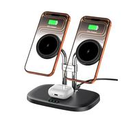 SwanScout Caricatore Wireless Doppio per iPhone 17/17e/Air, Stazione di Ricarica per iPhone 16/15/14/13/12 Serie, Ricarica Wireless per Air Pods Pro 3/Pro 2 (Nero)