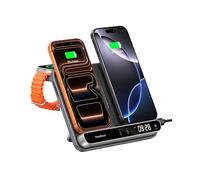 SwanScout Caricatore Wireless Dual per iPhone 18 Pro Max/18 Pro/17/16/15 | Doppio Stazione di Ricarica per Apple Watch 11/10/9/Ultra 3/SE 3 & AirPods 4/3, Caricabatterie Senza Fili per 2 Phones, 710A