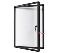 Swansea 4xA4 Bacheca Magnetica da Parete con Anta Battente per Interni in Alluminio con Serratura e Chiave per Condominiale Ufficio | Nero | 67x50cm