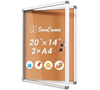 Swansea Bacheca chiusa in sughero con serratura, bacheca con porta da parete, per scuola e ufficio, 49 x 36 cm (2 x A4)