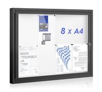 Swansea Bacheca da Esterno con Serratura 8 x DINA4丨Resistente Alle intemperie 丨Magnetico scrivibile丨Cornice in Alluminio Nero 丨Bacheca con Chiave 95 x 71cm (A1)