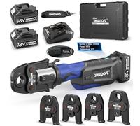 SWANSOFT Set di pinze a batteria da 18 V per tubi con profilo V/U/TH, pinza pressatrice elettrica idraulica con 4 matrici V15 V18 V22 V28/M15 M18 M22 M28 (20032-V4 (V15-18-22-28))