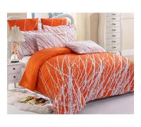 Swanson Beddings - Par de fundas de almohada estilo europeo con dise o de ramas de rbol, 100 % algod n, color naranja y blanco
