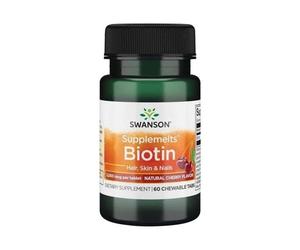 Swanson Biotina 5000 mcg, Gusto naturale di ciliegia - 60 compresse