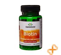 Swanson Biotina 5000mcg 100 Pillole Nutre Capelli Pelle Unghie Integratore