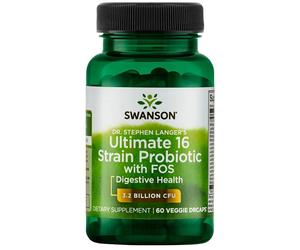 Swanson Dr.Stephen Langer's Ultimate 16 Ceppi probiotici con prebiotici FOS (supporto digestivo), 60 capsule vegetali
