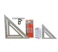 Swanson Tool Co - Confezione da 5 pezzi con Speed Square S0101 con Blue Book, T0108 Speed Square da 30,5 cm con segni semplici, TC130 Combo Square da 15,2 cm e matite da carpentiere CP700
