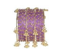 Swara Creations Kashmiri Ghungroo - Set di 16 braccialetti con gocce di pioggia, per donne e ragazze, codice SKU417, 2-6, Vetro Metallo, Zirconi