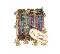Swara Creations Kashmiri Ghungroo - Set di 16 braccialetti con gocce di pioggia, per donne e ragazze, codice SKU417, 2-6, Vetro Metallo, Zirconia cubica