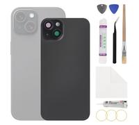 swark Cover posteriore in rilievo a freddo in un unico pezzo, compatibile con iPhone 15 Plus, pannello posteriore temprato con kit di attrezzi di riparazione, ricambio per riparazione smartphone