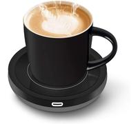SWARK Scaldacazze, scalda caffè elettrico, interruttore a gravità automatico, piastra riscaldante per tè, caffè, latte per ufficio, uso domestico, regalo (sottobicchiere nero riscaldato con tazza)
