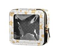 Swarm Bats on Black - Beauty case trasparente impermeabile da donna, organizer per cosmetici con cerniera, Stella dorata., Taglia unica