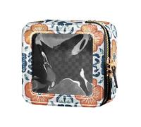 Swarm Bats on Black - Beauty case trasparente impermeabile da donna, organizer per cosmetici con cerniera, Seamless asiatico Modelli Tradizionali, Taglia unica