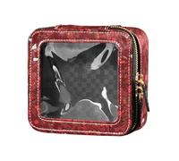 Swarm Bats on Black - Beauty case trasparente impermeabile da donna, organizer per cosmetici con cerniera, Texture glitter rosso, 1 Size