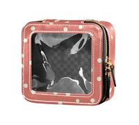 Swarm Bats on Black - Beauty case trasparente impermeabile da donna, organizer per cosmetici con cerniera, Pois bianchi su sfondo rosso, 1 Size