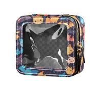 Swarm Bats on Black - Beauty case trasparente impermeabile da donna, organizer per cosmetici con cerniera, Pipistrelli sciame su nero, Taglia unica