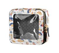 Swarm Bats on Black - Beauty case trasparente impermeabile da donna, organizer per cosmetici con cerniera, Cartone animato carino disegnato a mano fan giappon, Taglia unica