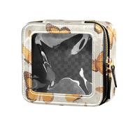 Swarm Bats on Black - Beauty case trasparente impermeabile da donna, organizer per cosmetici con cerniera, Farfalla Monar, Taglia unica