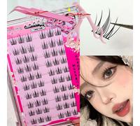Swarous Waterproof Glue-Free Realistic False Eyelashes, Waterproof Lash Clusters Kit, Self Adhesive Eyelashes Natural Look, 10 Rows of Large Capacity Reusable Strip Lashes (Camellia)