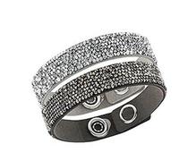Swarovski 5089704 Slake Rock Bracelet Set - Gray and Taupe Alcantara, Crystal Rock Embellishment