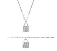 Swarovski 5120621 Case Padlock Necklace and Bracelet Set - Clear Crystal Pavé, Stainless Steel