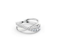 Swarovski 5572724 Twist Ring - White Crystals, Rhodium-Plated, Size 52