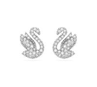 Swarovski 5647873 Orecchini a lobo Iconic Swan Cigno Bianchi Placcato Rodio