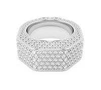 Swarovski 5651369 Anello Dextera Forma ottagonale Pavé Bianco Placcato Rodio