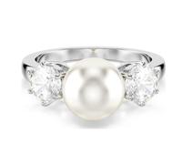Swarovski 5689628 Anello Matrix Crystal Pearl Taglio Round Bianco Rodio Taglia58