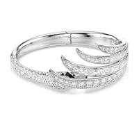 Swarovski Bracciale rigido Vienna, Taglio misto, Cigno, Bianco, Placcato rodio (taglia M)