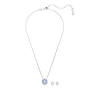 Swarovski Set Idyllia Taglie miste, Fiore, Blu, Bagno rodio, Largo del collar: 38 - 45 cm, rodio, Cristallo