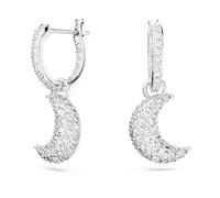 Swarovski, ,Accessories ,Donna ,Grigio ,ONE SIZE Orecchini a Cerchio con Cristalli a Mezza Luna Crescent