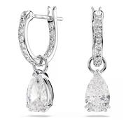 Swarovski, ,Accessories ,Donna ,Grigio ,ONE SIZE Orecchini a cerchio con pendente a goccia taglio a pera Stilla