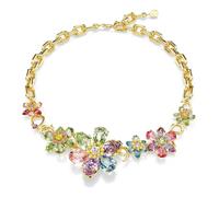 Swarovski Collana Idyllia, Taglio misto, Fiore, Multicolore, Placcato color oro, Taglia unica