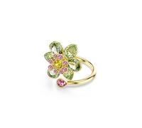 Swarovski Anello aperto Idyllia, Taglio misto, Fiore, Verde, Placcato color oro, 50