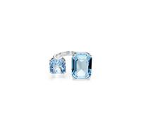 Swarovski Anello aperto Millenia, Taglio ottagonale, Blu, Placcato rodio