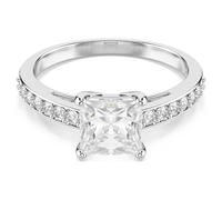 Swarovski Anello Attract, Pavé, Bianco, Placcato rodio (52, 52)