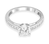 Swarovski Anello Attract Round, bianco, Placcatura rodio