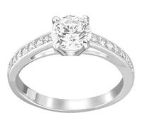 Swarovski Anello Attract Round, bianco, Placcatura rodio