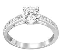 Swarovski Anello Attract, Taglio tondo, Pavé, Bianco, Placcato rodio